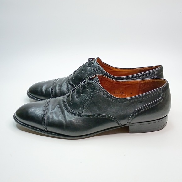 Steeple Gate Men Black Leather Cap Toe Oxford Dress Shoe Vero Cuoio Italy Sz 12 main image 9